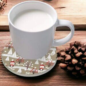 NWT PENGUIN & HOLLY Coasters.  Qty 2 New in the box.